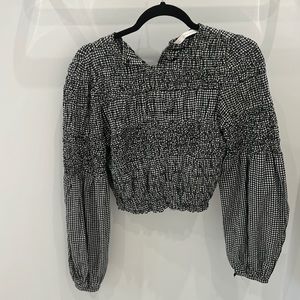 Gingham scrunched top XS Zara